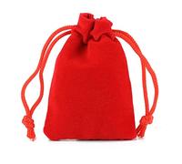 Petits sacs à bijoux， Lot de 10 sacs cadeaux en velours avec cordon serrage(Red,8x17cm(10pcs))
