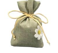 Petits sacs à bijoux， Lot de 10 sacs cadeaux multicolores en coton et lin avec cordon serrage for le rangement des bijoux d'aromathérapie(Green)