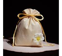 Petits sacs à bijoux， Lot de 10 sacs cadeaux multicolores en coton et lin avec cordon serrage for le rangement des bijoux d'aromathérapie(Yellow)