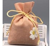 Petits sacs à bijoux， Lot de 10 sacs cadeaux multicolores en coton et lin avec cordon serrage for le rangement des bijoux d'aromathérapie(Orange)