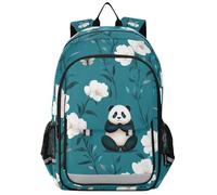 Petits sacs à dos pour filles de 8 à 12 ans : sacs à livres de grande capacité pour l'université dans des couleurs assorties - dessin animé mignon panda fleur sarcelle