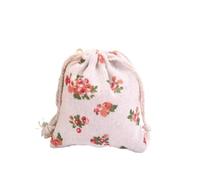 Petits sacs en coton, sac cadeau lin avec cordon de serrage, pochette mousseline for cadeaux fête noël, d'emballage bonbons et bijoux Pochon Tissu avec Cordon(I,9X12CM_5 PCS)