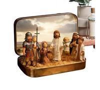 Petits Saints Dans Une Boîte En Fer Blanc - Boîte En Fer PVC 9,5x6x2,2cm | Scène Classique De Jésus | Scène Réaliste Religieuse | Figurine De Collection Mini Diorama | Pour L'affichage De La Foi, Cade