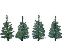 Petits sapins de Noël 45 cm 4 pièces avec guirlande lumineuse - 10 LED par sapin