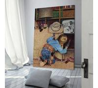 Petits tableaux de cow-boy pour salon, peintures de rue, toile colorée, art mural pop moderne, décoration d'intérieur, tendue, prête à accrocher, 30 x 45 cm
