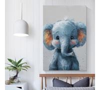 Petits tableaux d'éléphants bleus pour salon, peintures de rue, toile colorée, art mural pop moderne, décoration d'intérieur, tendue, prête à accrocher, 50 x 75 cm