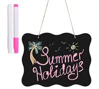 Petits Tableaux Noirs en Bois Mini Tableau Ardoise Double Face Tableaux Noirs à Suspendre Enseigne de Tableau Ecrire avec Craie Corde pour Message Mariage Anniversaire Bar Restaurant Café Murale Décor