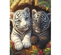 Petits Tigres Blancs blottis Les UNS Contre Les Autres 500 Pieces Casse-tête Personne Âgée en Carton Anti-Déchirure Animal Sauvage et Animal de Compagnie Cute Facile Débutant Thérapie Occupationnelle