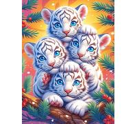 Petits Tigres Blancs blottis Les UNS Contre Les Autres 500 Pieces Casse-tête Personne Âgée en Carton Anti-Déchirure Animal Sauvage et Animal de Compagnie Cute Facile Débutant Thérapie Occupationnelle