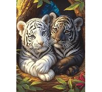 Petits tigres blancs blottis les uns contre les autres 500 Pièces Puzzle Personne Âgée En Carton Rigide Animal sauvage et animal de compagnie Facile Débutant Anti-Stress Stimulation Cognitive Loisir C