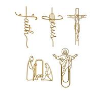 Petits Trombones 5 Pièces Dorées Foi Religieuse Marque-Pages Drôles | Trombones À Thème Croyance Accessoires De Lecture Pour Maison Bureau École Université Travail Journal Agenda Carnet