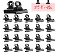 Petits Trombones De Bouledogue, Pinces En Métal Pour Papier Petits, 100pcs Mini Charnière Clips, 22mm Pinces De Papier, Pour Photos, Food Snack Sacs, Fournitures De Bureau, Boutiques, Bureau (Noir)