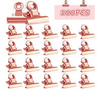 Petits Trombones de Bouledogue, Pinces en Métal pour Papier Petits, 100PCS Mini Charnière Clips, 22mm Pinces de Papier, pour Photos, Food Snack Sacs, Fournitures de Bureau, Boutiques, Bureau (Or rose)