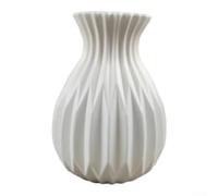 Petits vases pour fleurs, vase à bourgeons en plastique incassable avec base lestée, anti-fuite pour mini vase à fleurs pour décoration de bureau, 11 x 11 x 17 cm (blanc)