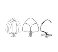 petjoyful 3 pièces accessoire de mélangeur sur socle en acier inoxydable batteur plat crochet de pâte fouet en fil inclinable accessoires de mélangeur pour la cuisine