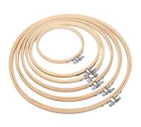 petjoyful 6 pièces cerceaux de broderie cercle anneau de cerceau de point de croix cadre en bois outils de bricolage de couleur crème
