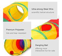 petjoyful Chat Tunnel Route Chat Jouets Kitty Tunnel Pompon Boule Chat Jeu Interactif Jouet pour Se Cacher Se Reposer