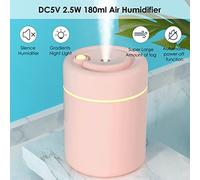petjoyful D C5V 2,5 W 180 ml Humidificateur d'air Diffuseur Brumisateur Veilleuse Lampe de bureau Double modes de fonctionnement/Conception de mise hors tension automatique / (Rose)