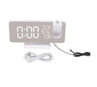 petjoyful Réveil numérique Intelligent avec Radio FM et Projection LED, idéal pour la Chambre à Coucher. (Corps Blanc Personnage Blanc)