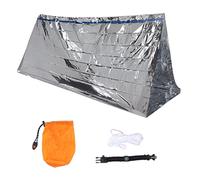 petjoyful Tente Abri de Survie d'urgence Tente en Aluminium Chaude Monocouche avec Bracelet pour Le Secours aux Tremblements de Terre (Tente argentée + sac extérieur + bracelet)