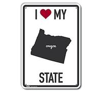 PetKa Signs and Graphics PKAS-0240-NA_10x14 I Heart My State Oregon Panneau en aluminium 25,4 x 35,6 cm Largeur 0,1 cm