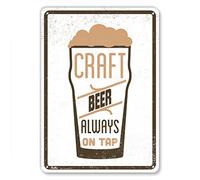 PetKa Signs and Graphics PKCB-0033-NA_7x10 Panneau en aluminium « Craft Beer Always On Tap », 17,8 x 25,4 cm