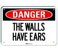 PetKa Signs and Graphics PKFO-0210-NA_"The Walls Have Ears" Panneau en aluminium 25,4 x 17,8 cm Danger