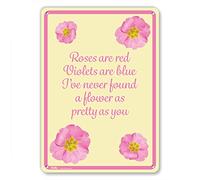 PetKa Signs and Graphics PKFW-0022-NA_25,4 x 35,6 cm Panneau en aluminium Roses are red Violets are Blue I've Never Found a Flower as Pretty as You Fleurs roses sur jaune