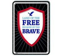 PetKa Signs and Graphics PKMR-0016-NA_"Land of The Free Because of The Brave" Panneau en aluminium avec aigle 17,8 x 25,4 cm