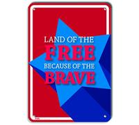 PetKa Signs and Graphics PKMR-0022-NA_"Land of The Free Because of The Brave" Panneau en aluminium, 17,8 x 25,4 cm, étoile bleue