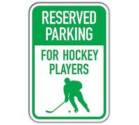 PetKa Signs and Graphics PKRP-0042-NP_« Reserved Parking for Hockey Players, G/W » Panneau en plastique, 30,5 x 45,7 cm, joueur de hockey Silhouette