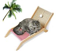 PETKARAY Chaise de Plage hamac pour Chat, lit surélevé pour Chat d'intérieur, Chaise Longue Originale et Confortable avec grattoir en sisal et Balle Jouet