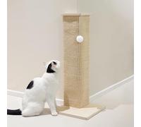 PETKARAY Couch Corner Cat Scratcher, 28'' Corner Scratching Post Cat Wall Scratcher, Sisal Scratch Pad for Sofa, Wall Furniture Protector with Toy Ball