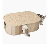 PETKARAY Grand tunnel en feutre pour chat, cachette double en forme de S pour chats d'intérieur, lit interactif et cachette, 86,4 x 57,9 x 25,9 cm, beige