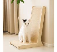 PETKARAY Griffoir Chat en sisal 105°, Forme L Robuste pour intérieur, Protection canapé et Meubles, Fixation Stable au Sol, avec Herbe à Chat Incluse