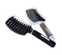 PetKids 2PCS Brosse Poil de Sanglier Brosse à Cheveux En Poils De Sanglier Pour styling et Démêler Les Cheveux Longs, Epais, Fins, Frisés Et Emmêlés Brosse-Araignée, Une Black et Une argentée