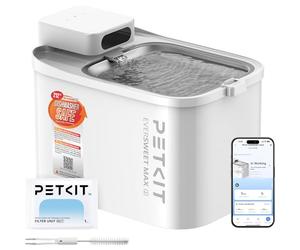 PETKIT Fontaine à Eau Intelligente pour Chats, 3L sans Fil, Ultra Silencieuse 26dB, Longévité de la Batterie, Contrôle Via App, Acier Inoxydable, Modes de Débit Multiples, Facile à Nettoyer