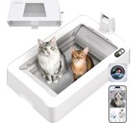 PETKIT PUROBOT Crystal Duo Litiere Chat Autonettoyante avec Caméra IA | Espace Ouvert，Contrôle Via App, avec Capot, Surveillance de Santé, Double Désodorisation, Convient aux Grands Chats