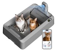 PETKIT PUROBOT Crystal Duo Litiere Chat Autonettoyante, Bac Litière Autonettoyante Révolutionnant avec Caméra IA, Espace Ouvert，Surveillance de Santé, Anti-pincement，Double Désodorisation (Gris)