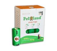 PetLaud Sacs à déjections canines compostables certifiés (120 unités - 23 x 33 cm) Sacs à déjections canines à base de légumes et biodégradables, ultra épais, étanches, non parfumés