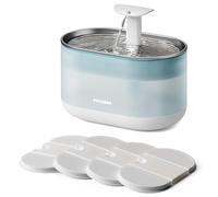 PETLIBRO Fontaine à Eau Chat, 2,1L Fontaine Chat Ultra-Silencieuse 4 Filtres et 4 Éponges, Distributeur Eau Chat Deux Modes de Débit, Fontaine Animaux sans BPA, Niveau d’Eau Visible Bleu/Argent