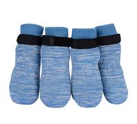 PETLOFT 4 Pièces Douce Chaussette Chien,Antidérapantes Chaussettes pour Chien Protection des Pattes de Chien,Chaussettes Chien Neige,Chaussettes pour Petits,Moyens et Grands Chiens,Bleu Clair,3XL