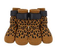 PETLOFT 4 Pièces Douce Chaussette Chien,Antidérapantes Chaussettes pour Chien Protection des Pattes de Chien,Chaussettes Chien Neige,Chaussettes pour Petits,Moyens et Grands Chiens,Patte Kaki,XL