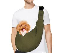 PETLOFT Sac de Transport pour Chien,Sac Transport Chiot, Réversible Sling Bandoulière Réglable, avec Crochet de Collier pour Chiot/Chat/Lapin Jusqu'à 4.99kg, Vert Armée