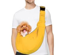 PETLOFT Sac de Transport pour Chien,Sac Transport Chiot, Réversible Sling Bandoulière Réglable, avec Crochet de Collier pour Chiot/Chat/Lapin Jusqu'à 4.99kg, Jaune