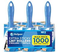 PetLovers Lot de 3 Rouleaux Anti-Peluches Extra Collants avec 7 recharges de 1 000 Feuilles pour épilation des Poils d'animaux domestiques, Anti-Peluches de Chiens et de Chats
