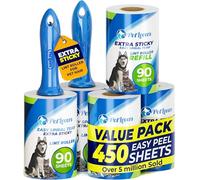 PetLovers Lot de 5 rouleaux anti-peluches extra collants pour enlever les poils d'animaux et les vêtements, anti-peluches pour chiens et chats