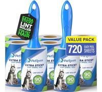 PetLovers Rouleau adhesif Vetement Anti-Peluches pour Poils d'animaux 720 Feuilles très adhésives