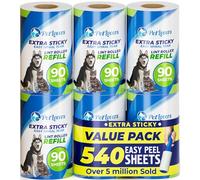 PetLovers Rouleau de Charpie Extra Collant Mega Value Set 450 Feuilles pour l'épilation des Animaux de Compagnie Le détartrant pour Chiens et Chats 6 recharges