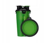 PetMix - Gourde de voyage 2 en 1 avec gamelle pratique - Distributeur d'eau pour chien - Gourde pour les déplacements - Petkit - Accessoire pour chiots - Bouteille d'eau (vert, 350 ml + 250 g)